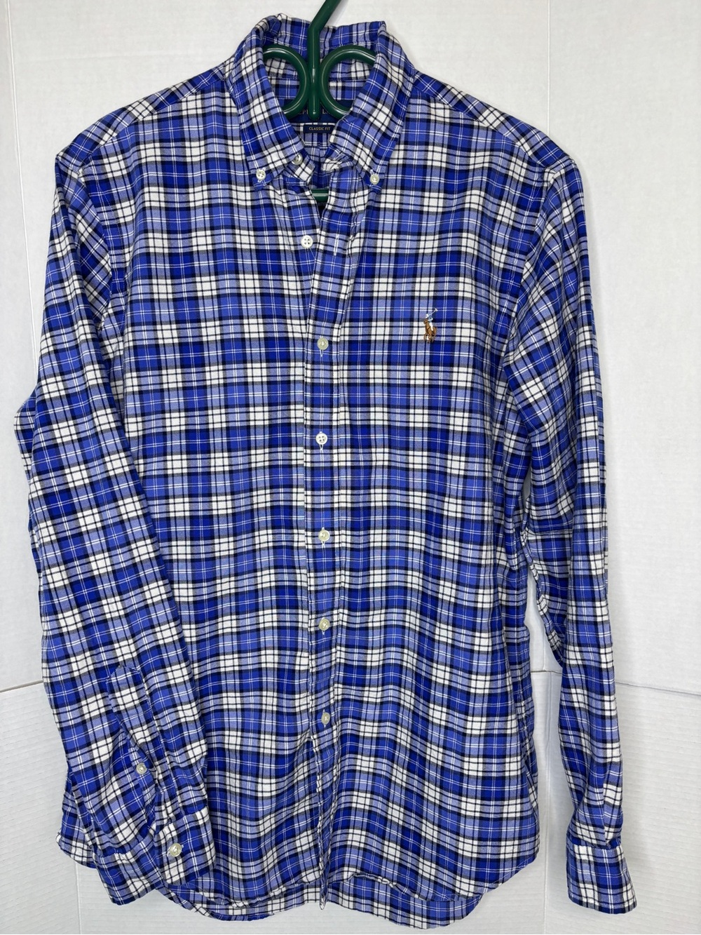 Ralph Lauren Blue & White Plaid Men’s Button-Down Casual Shirt Business Top